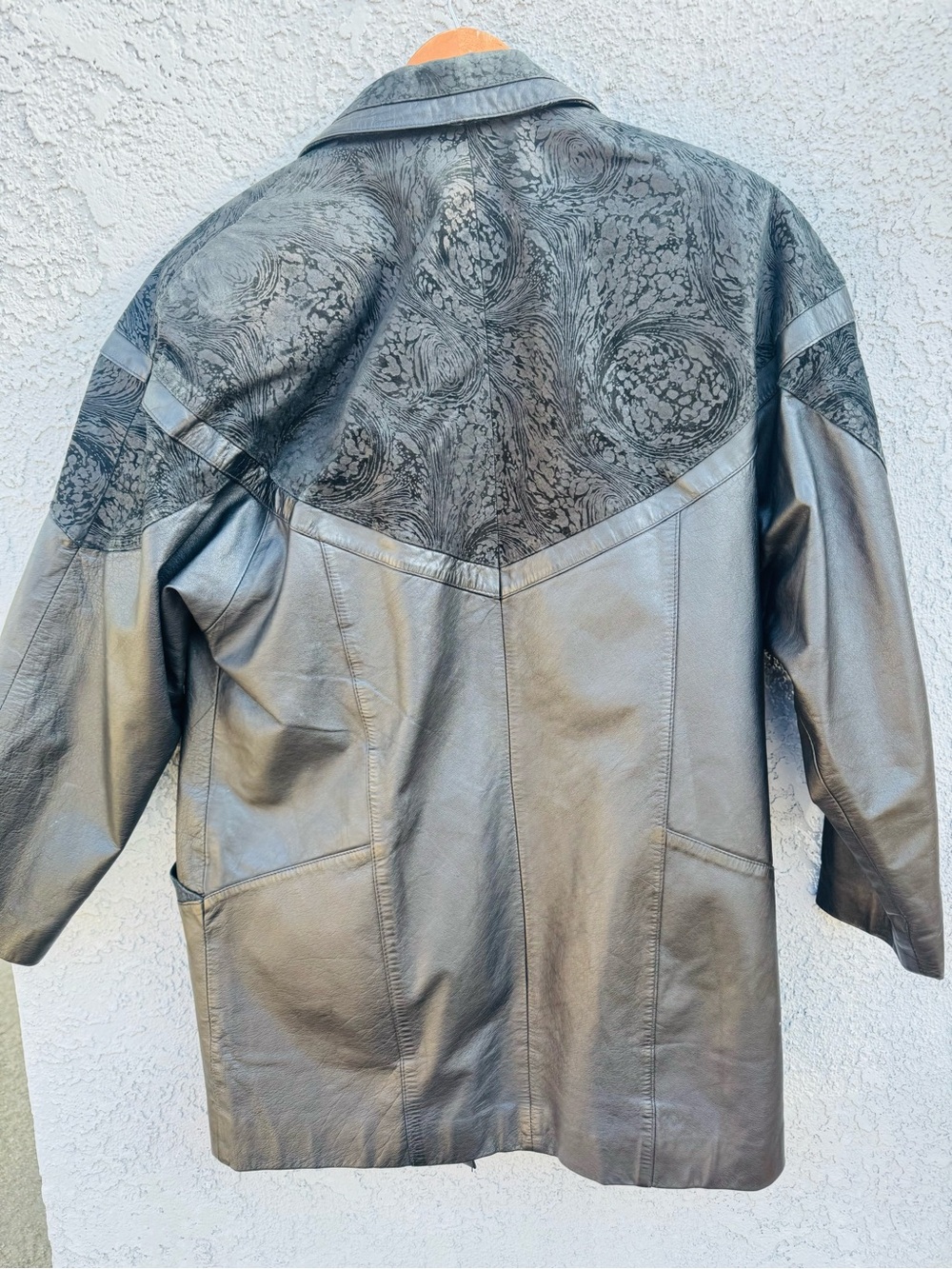 Vintage Byrnes & Baker Black Leather Coat Oversized Women’s S/M/L Gothic/ Vampir - Picture 7 of 11
